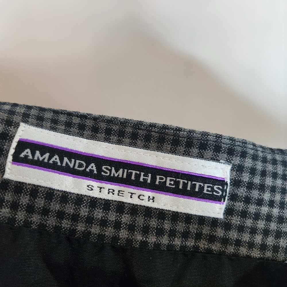Amanda Smith Petite Black/Gray Check Knee Length Skirt Business Skirt Size 14P - Picture 6 of 8